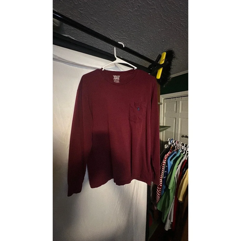 Polo Ralph Lauren maroon long sleeve T-shirt with dark blue pony size medium 230